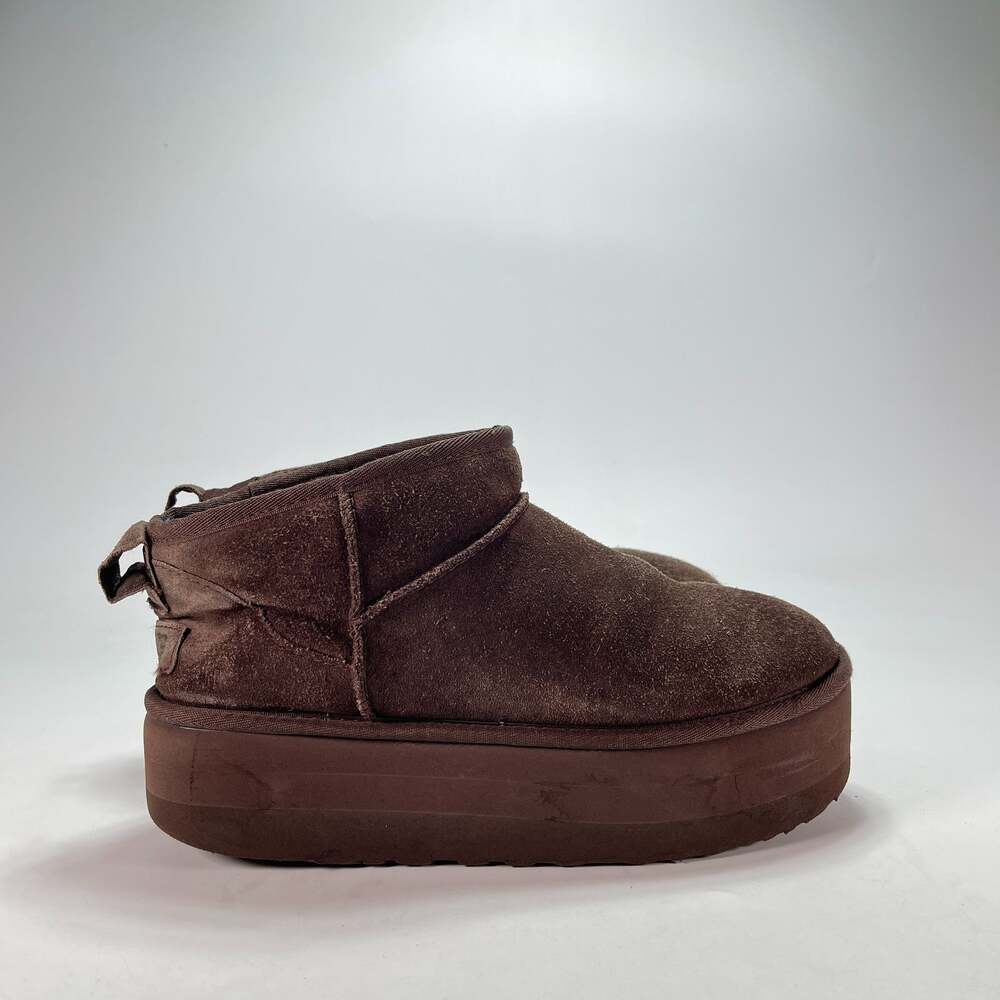 UGG Classic Ultra Mini Platform Brown Suede Ankle Boots Women's Size 9